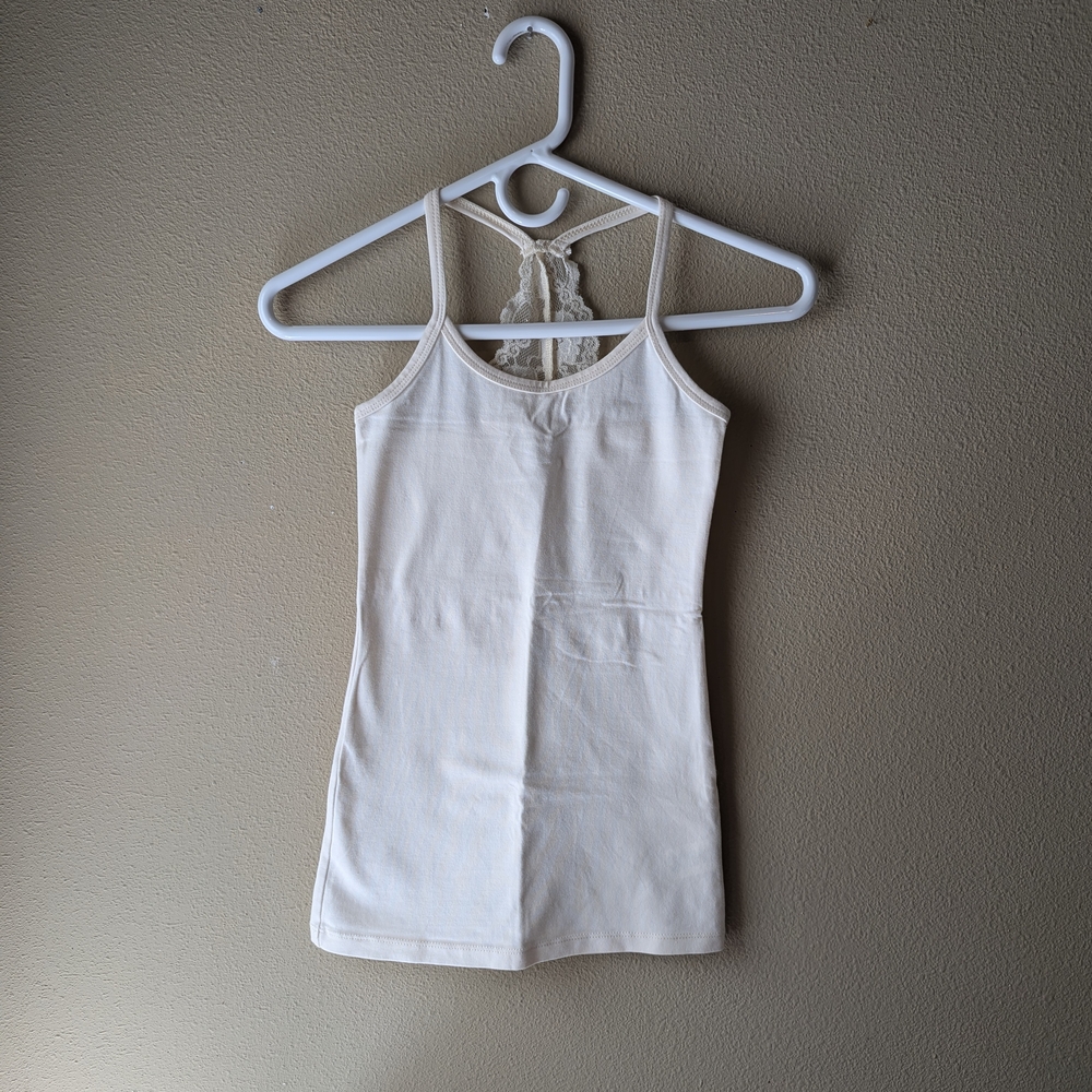 Chic Cream Lace-Back Tank Top